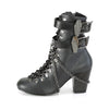 VIVIKA-128 Stiefeletten Schwarz Matt Schnürung Sarg Schnallen von DemoniaCult – Ansicht 3