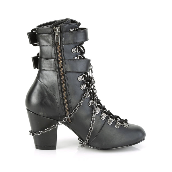 VIVIKA-128 Stiefeletten Schwarz Matt Schnürung Sarg Schnallen von DemoniaCult – Ansicht 5