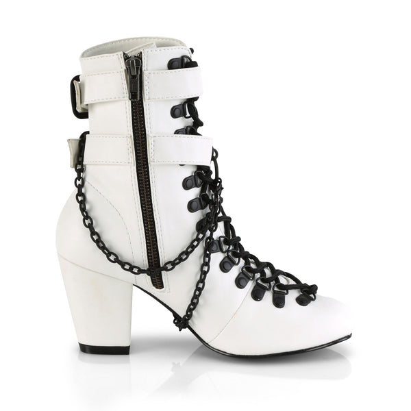 VIVIKA-128 Stiefeletten Weiß Schnürung Sarg Schnallen von DemoniaCult – Ansicht 5