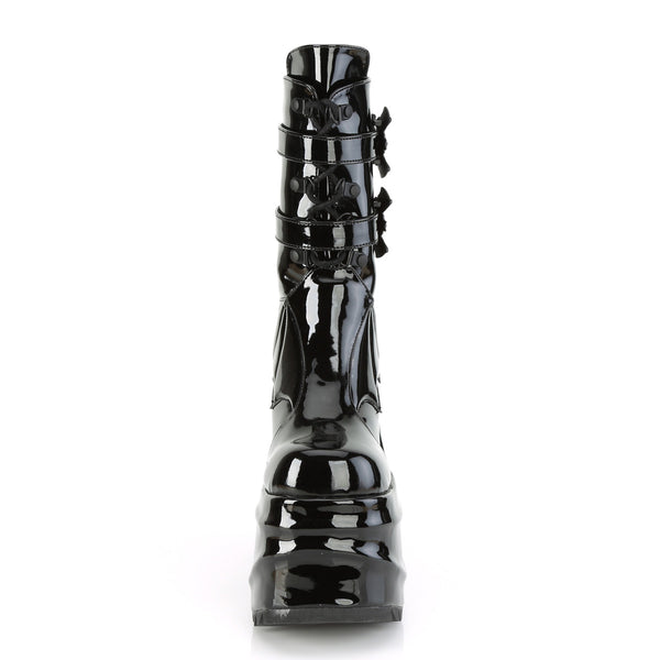 WAVE-150 Plateau Stiefeletten Schwarz Lack von DemoniaCult – Ansicht 2