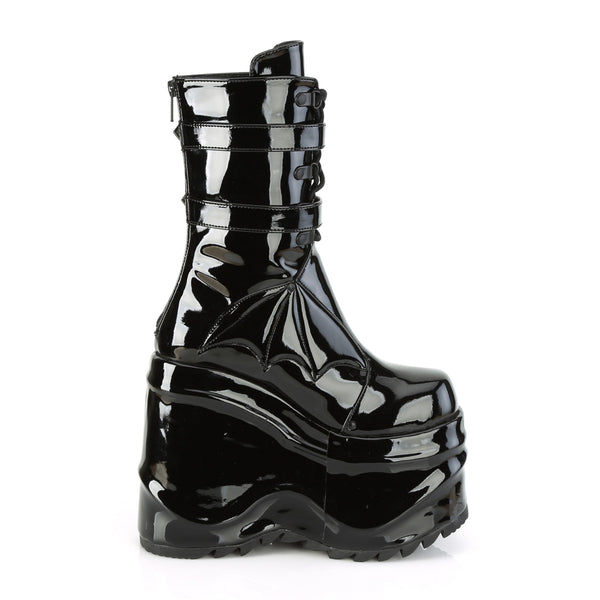 WAVE-150 Plateau Stiefeletten Schwarz Lack von DemoniaCult – Ansicht 5