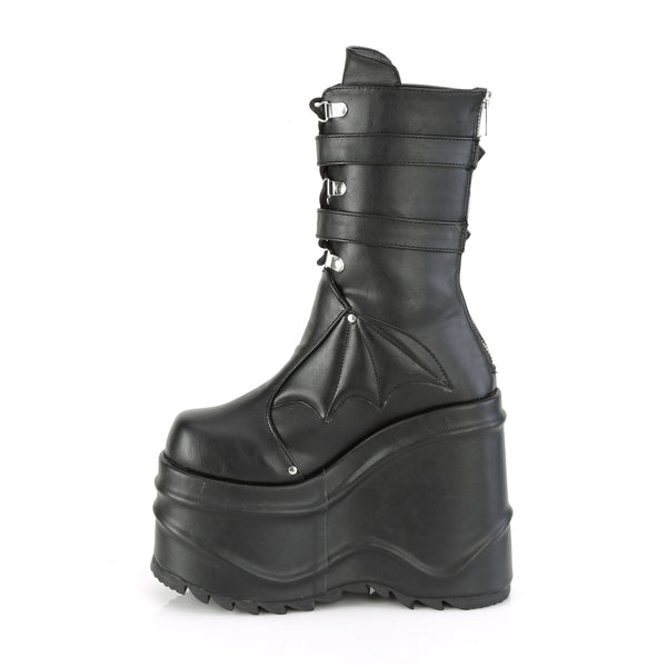 WAVE-150 Plateau Stiefel schwarz matt Fledermaus von DemoniaCult – Ansicht 3