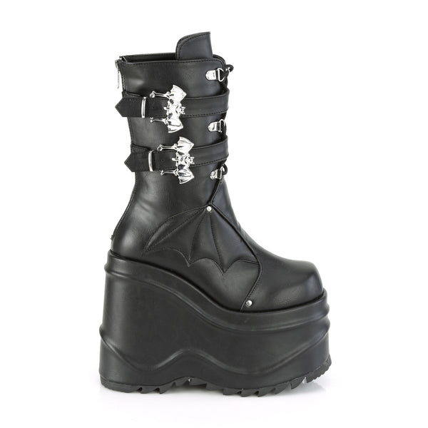WAVE-150 Plateau Stiefel schwarz matt Fledermaus von DemoniaCult – Ansicht 5