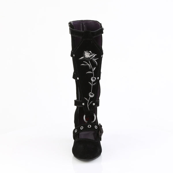 WHIMSY-118 Stiefel Schwarz Velour von DemoniaCult – Ansicht 2