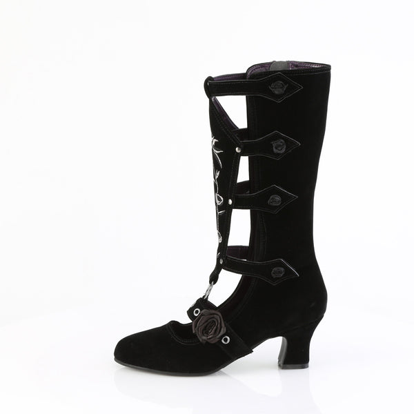 WHIMSY-118 Stiefel Schwarz Velour von DemoniaCult – Ansicht 3
