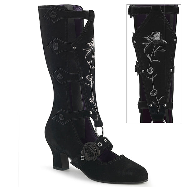WHIMSY-118 Stiefel Schwarz Velour von DemoniaCult