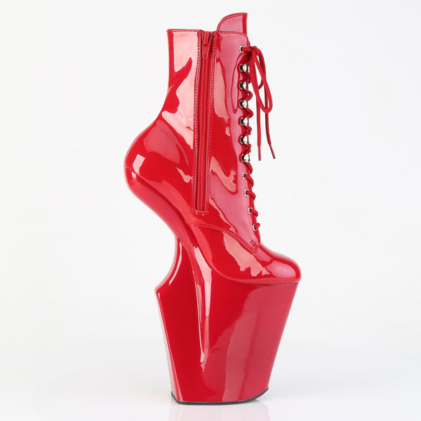 WORSHIP-1020 Plateau Stiefeletten Ponyheel Rot von Pleaser – Ansicht 5