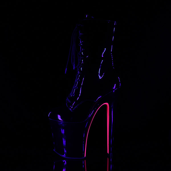 XTREME-1020TT Plateau Stiefeletten Schwarz Lack Neon Pink UV von Pleaser – Ansicht 3