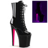 XTREME-1020TT Plateau Stiefeletten Schwarz Lack Neon Pink UV von Pleaser