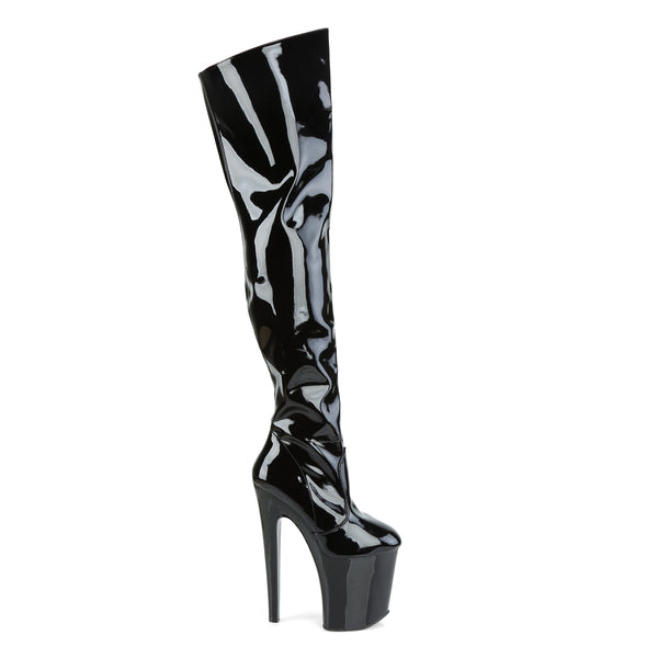 XTREME-3010 Plateau Overknee Stiefel Schwarz Lack von Pleaser – Ansicht 5