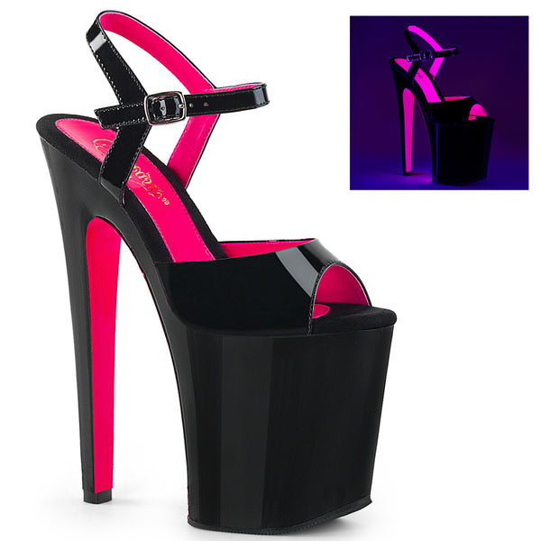 XTREME-809TT Plateau Sandaletten Lack Schwarz UV von Pleaser