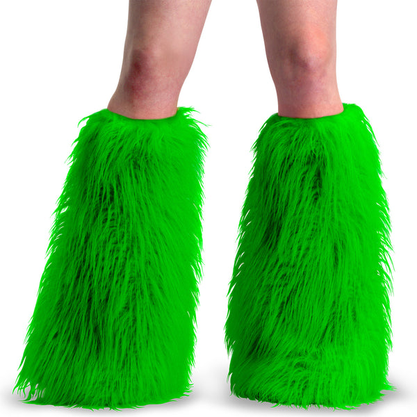 YETI-08 Beinstulpen Neongrün mit Kunstfell von DemoniaCult