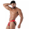 Roter Latex Jock mit durchgehendem Reißverschluss von TOF Paris – Ansicht 2