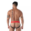 Roter Latex Jock mit durchgehendem Reißverschluss von TOF Paris – Ansicht 3
