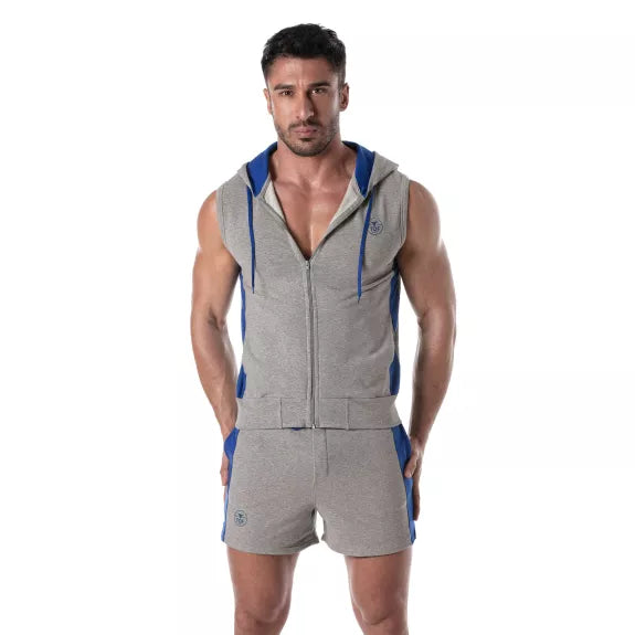Ärmellose Zip-Hoodie Weste - Stretch, Komfort & praktische Taschen, Grau | TOF Paris