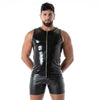 Schwarzes Latex Tank Top mit markantem Reißverschluss von TOF Paris