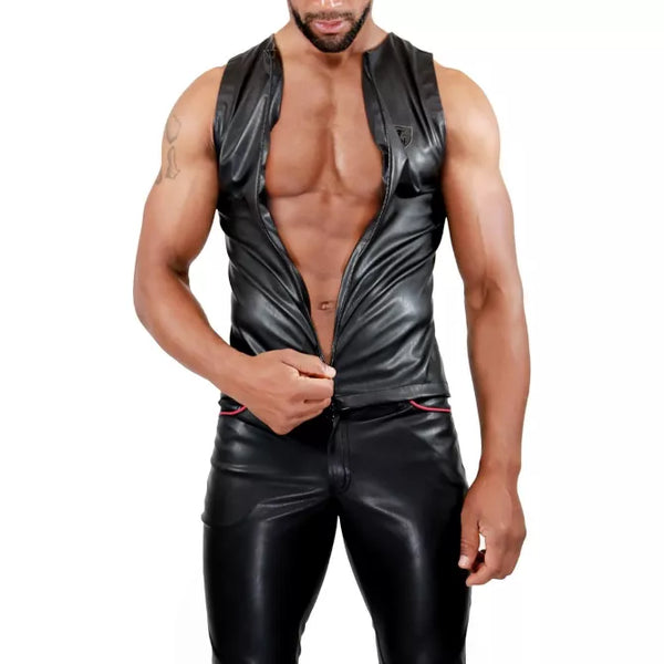 Schwarzes Fetish Tank Top mit markantem Reißverschluss von TOF Paris – Ansicht 5