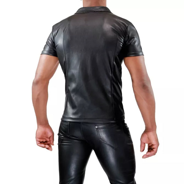 Schwarzes Fetish Tank Top mit markantem Frontreißverschluss von TOF Paris – Ansicht 8