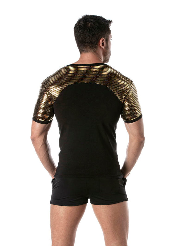 T-Shirt Herren Glitzer Gold - Komfort mit langlebigen Pailletten | TOF Paris