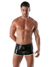 Vinyl Fetish Shorts Herren - Stretch & Reflektierende Details Schwarz Weiß | TOF Paris