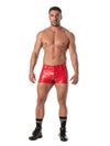Vinyl Herren Shorts Rot - Mid-Thigh, 5 Taschen, sexy Passform | TOF Paris