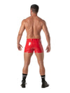 Vinyl Herren Shorts Rot - Mid-Thigh, 5 Taschen, sexy Passform | TOF Paris