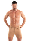 Chino Shorts Herren Slim Fit braun - Stretch, 5 Taschen, Sommer | TOF Paris