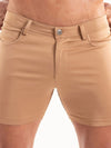 Chino Shorts Herren Slim Fit braun - Stretch, 5 Taschen, Sommer | TOF Paris