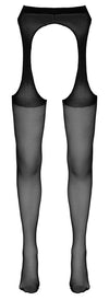 Schwarze seidige Straps-Strumpfhose in aufregender Strapsgurt-Optik von Cottelli – Ansicht 4