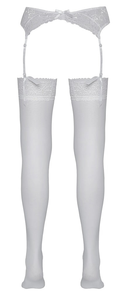 Weiße Straps-Strümpfe mit breiter Blütenspitze 20 den von Cottelli – Ansicht 6