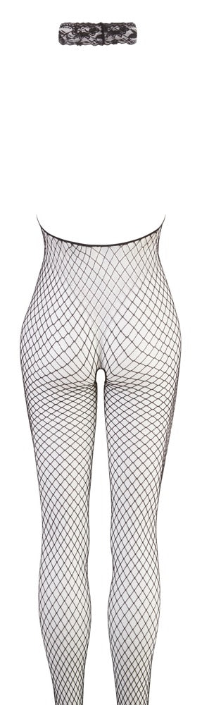 Schwarzer transparenter Stretch-Netz-Catsuit mit Spitzen-Halsband von NO:XQSE – Ansicht 6