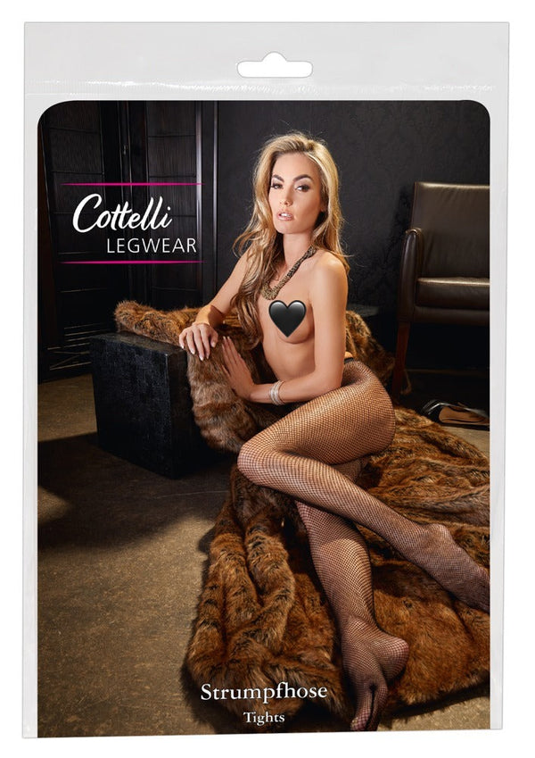Schwarze klassisch nahtlose Netzstrumpfhose von Cottelli