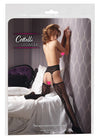 Schwarze Straps-Strumpfhose aus Netz in Strapsgurt-Optik mit offenem Schritt von Cottelli