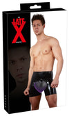 Schwarze hautenge Latex-Pants mit Showmaster-Öffnung von Late X