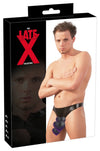 Schwarzer hautenger Latex-Slip mit Showmaster-Öffnung von Late X