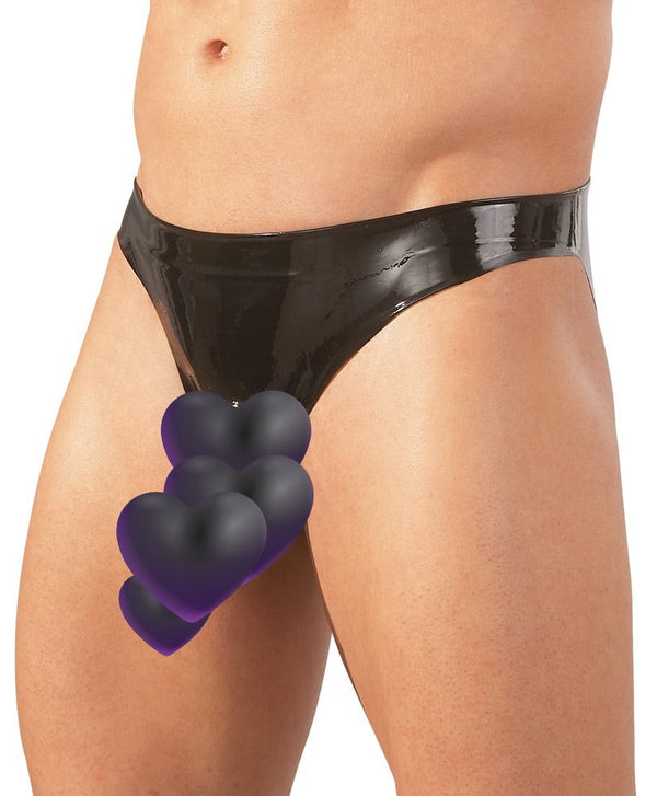 Schwarzer hautenger Latex-Slip mit Showmaster-Öffnung von Late X – Ansicht 2