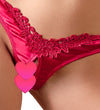 Roter seidiger Slip ouvert aus Satin mit Stickerei und Perlenkette von Cottelli – Ansicht 4