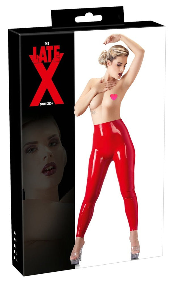 Rote taillenhohe Latex-Leggings wie eine zweite Haut von Late X