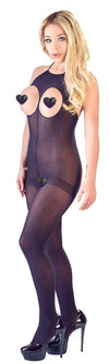 Schwarzer rückenfreier Catsuit ouvert mit freiem Busen, Schritt und Po von NO:XQSE – Ansicht 3