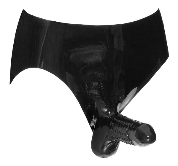 Schwarzer Latex-Slip mit genoppter Penis-Sleeve von Late X – Ansicht 5