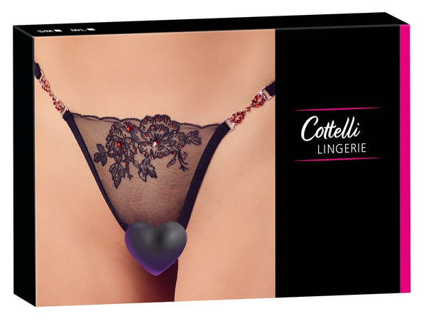 Schwarzer zarter String ouvert mit offenem Schritt von Cottelli