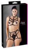 Schwarzes Harness-Set mit Bondage-Vibe aus elastischem Material von Cottelli