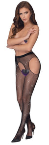Schwarze Glitzer-Netz-Straps-Strumpfhose mit offenem Schritt und Cut-outs von Cottelli – Ansicht 3