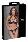 Schwarzes Hebe-Set aus Stickerei mit Bügel-Hebe und String ouvert von Cottelli
