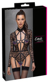 Schwarzer Langarm-Riobody aus Spitze in Harness-Optik von Cottelli