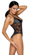 Schwarzer Riobody im Mattlook mit seitlichen Spitzeneinsätzen und Stretchbändern von Cottelli PARTY – Ansicht 5