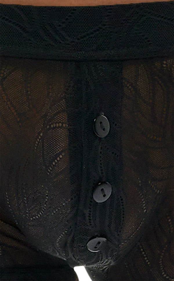 Schwarze enge Herren-Pants aus Stretch-Spitze mit Knopfleiste von Svenjoyment – Ansicht 5