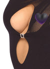 Schwarzer nahtloser Langarm-Body mit Streifenmuster, Cut-Outs und Strass von Fantasy by Cottelli – Ansicht 5