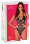 Schwarzer eleganter Body Selinne aus Stretch-Netz mit Mikrofaser-Cups von Obsessive