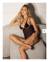 Schwarzer eleganter Body Selinne aus Stretch-Netz mit Mikrofaser-Cups von Obsessive – Ansicht 3